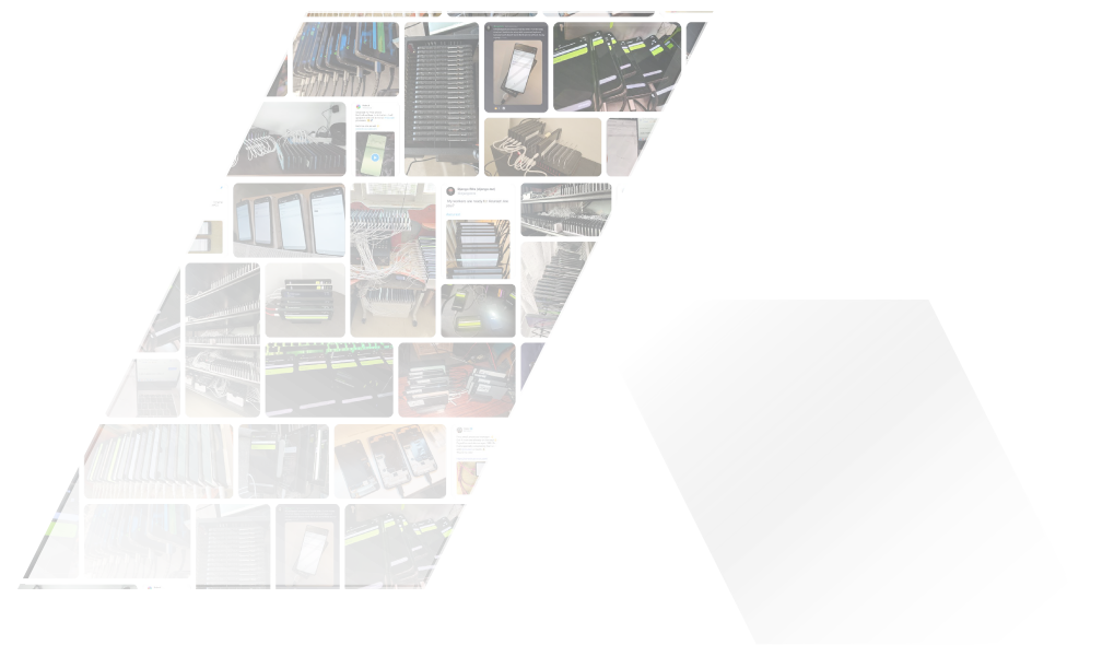 Acurast logo filled with photos of community phone setups